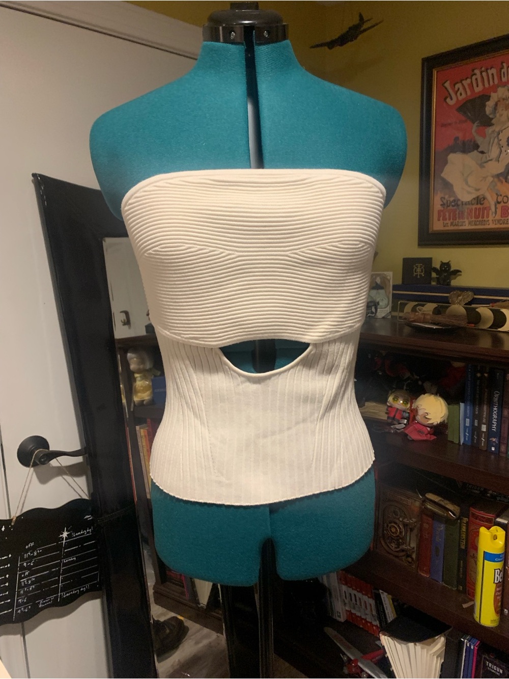 Banana Republic Cream Strapless Ribbed Cutout Top